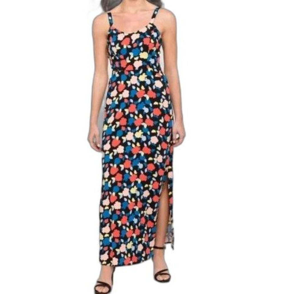 41 Hawthorn Beatriz Maxi Dress Side Slit Colorful Smocked Pockets Size Large